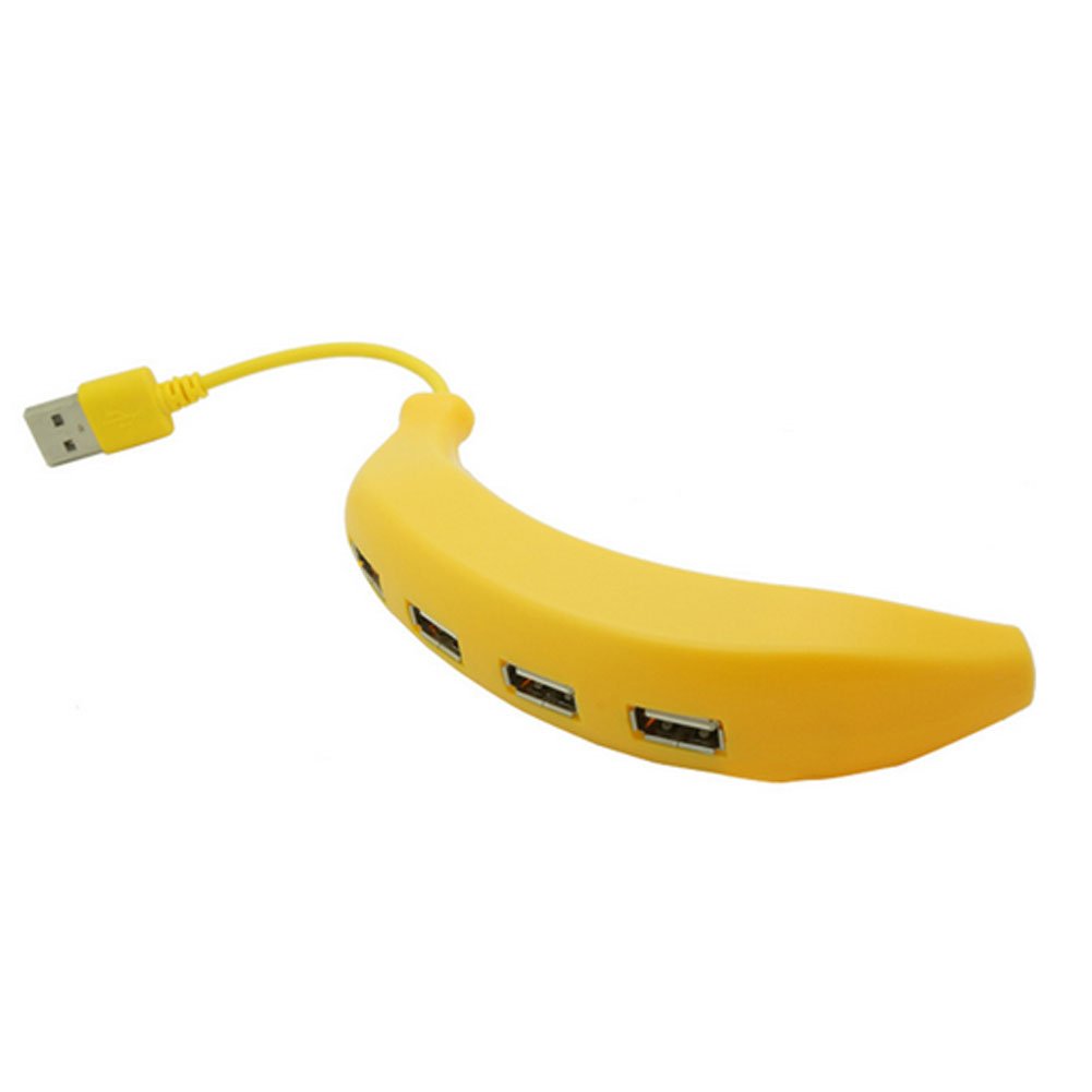 Aolyty Creative Funny Fruit Vegetables Shape Design Portable USB 2.0 HUB 4 Ports High Speed Splitter Cable PC Laptop Computer Notebook (Banana)