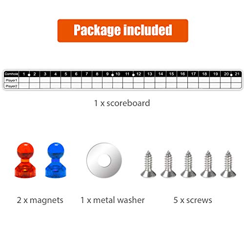 Corn Hole Game Magnetic Scoreboard with Round Flat Washer, Durable Scoreboard, Easy to Install Keep Track of The Score, White & Black