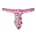 Moily Men's Shiny Metallic Low Rise Clips Sides G-String Thong Bulge Pouch Underpants Pink One_Size