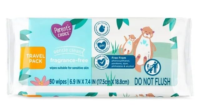 Parent's Choice Fragrance Free Baby Wipes 50 Count Travel-Pack