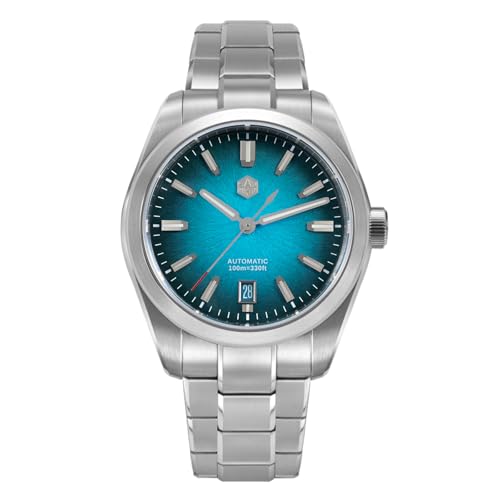San Martin Men Watch SN0144-GX 9015 Automatic Mechanical Movement Sapphire Glass 10 Bar Diving Watch for Men (Blue Dial 39mm)