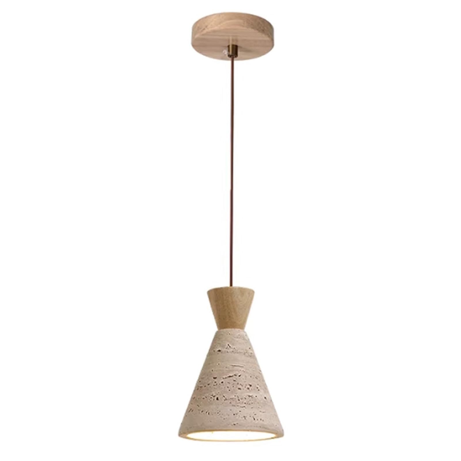 KXEcoLife Natural Travertine Chandelier Pendant Lamp Stone Shade Hanging Lighting Mini Ceiling for Kitchen Island Bedroom Dining Room Teahouse(Beige)