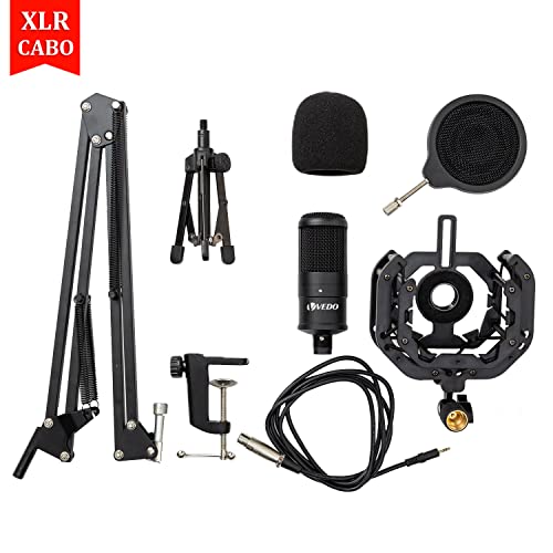 Kit Microfone Condensador XLR/P2 VEDO BM800 PRO Estúdio Profissional (Microfone XLR)