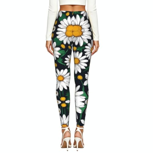 Leggings de compresión para mujer con estampado de margaritas y flores 3