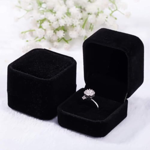 �w�փP�[�X 2�Z�b�g �W���G���[�P�[�X �w�֓��� �����O�s�A�X�f�B�X�v���C �|�P�b�g�T�C�Y �v���|�[�Y�p �w�ւ̕ۊǂɃW���G���[�{�b�N�X �x���x�b�g jewelry ring case (�u���[) (�u���b�N)