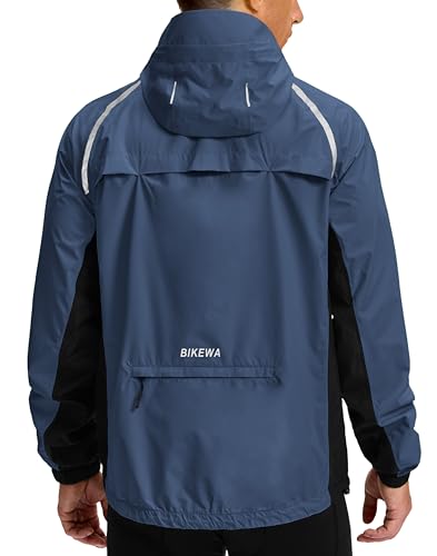Image of Bikewa Men's Cycling Rain Jackets Waterproof Running Bike Windbreaker Lightweight Packable Hooded Jacket