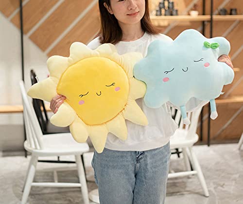 EXQULEG Wolke & Sonne Kuschelkissen Aus Plüsch - Süßes Dekokissen Für Kinderzimmer In Pink, Größe Mitte 50-60cm | Perfekt Als Geschenk