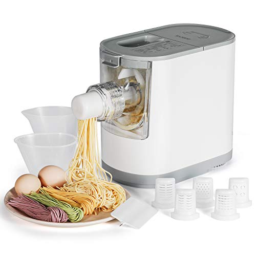 Razorri Electric Pasta and Noodle Maker - Automatic Pasta Machine, Compact Size Makes 2-3 Servings, 6 Noodle Shapes to Choose - Spaghetti, Fettuccine, Macaroni, Linguine, Sliced Noodle, Udon