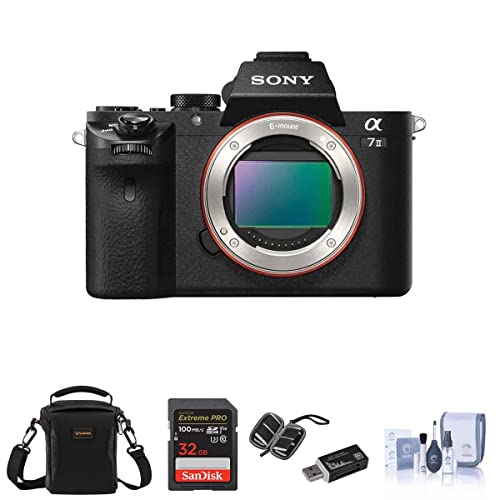 Sony Alpha a7II Mirrorless Digital Camera, 24.3MP, Bundle with Camera Holster Case, 32GB Class 10 SDHC Card, Cleaning Kit, SD Card Reader, Card Wallet