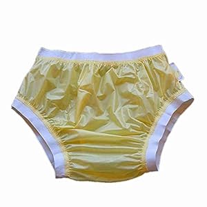 WXZQMZ Waterdichte vinyl volwassen pull-on broek, volwassen incontinentie lekbescherming onderbroek, wasbare elastische herbruikbare incontinentie slips, voor mannen en vrouwen geel 2XL