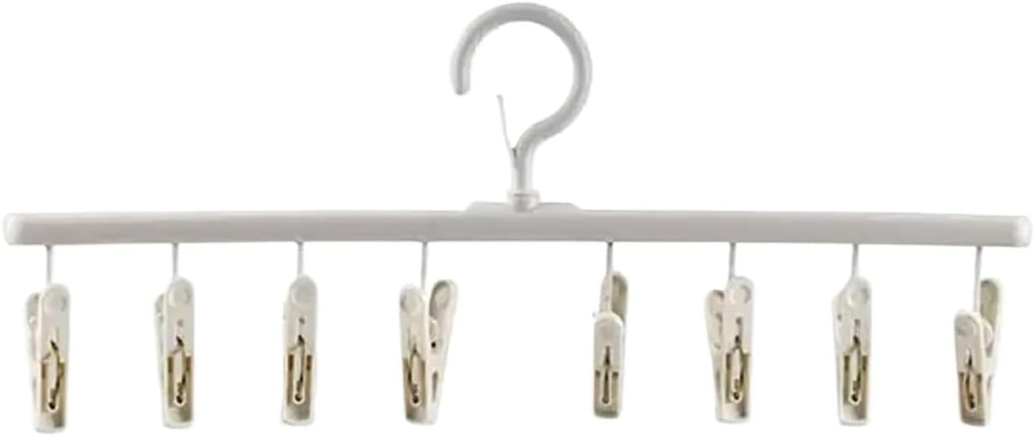 XIUNYIE Hangers Clothes Drying Hanger with 8 Clips 360 Degree Rotatable Windproof Plastic Laundry Hanger Underwear Durable for Suit Pink, White, 1pcs