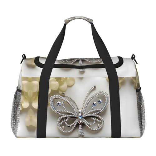 Sac de sport papillon strass noir compact et léger pour ranger toutes vos affaires de gym