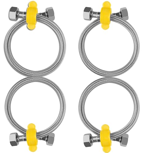 Image of Konvio Neer Heavy Duty Stainless Steel Connection Pipe for Water Heater Geyser and Wash Basin (Set of 2) | 1 Year Warranty | Flexible, Strong Build for Long-Lasting Use | 24 Inch, Silver