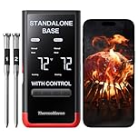 ThermoMaven Wireless Bluetooth Smart Meat Thermometer: Standalone Base, WiFi Unlimited Range, 6 Sensors with NIST Certified Accuracy, 2 Probes, for BBQ, Grill, Oven, Smoker, Rotisserie (Red)