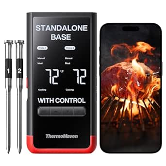 ThermoMaven P2 Wireless Bluetooth & Wi-Fi Meat Thermometer with 6 Sensors and Dual Probes