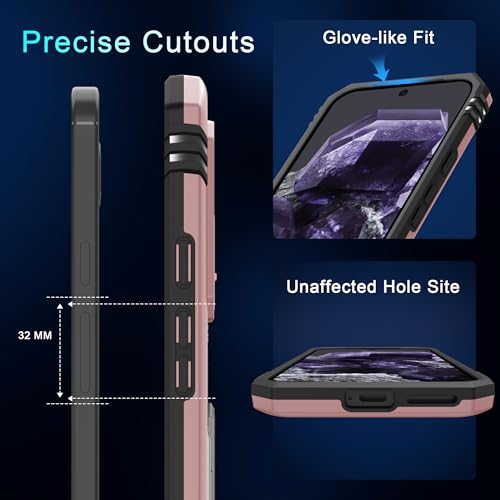Coque Google Pixel 9A robuste or rose aux finitions haut de gamme avec béquille