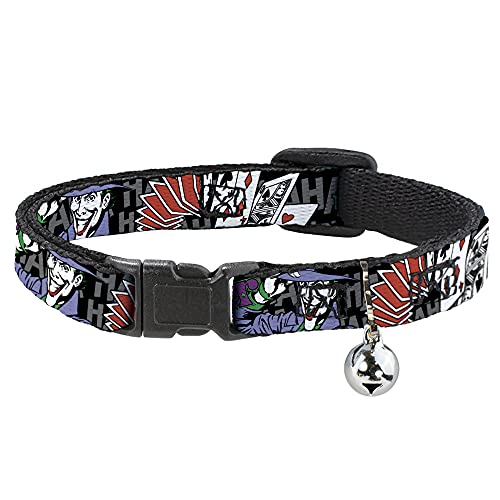 Cat Collar Breakaway The Joker Pose Cards Hahahaha Black Gray 8 to 12 Inches 0.5 Inch Wide Cat Collar Breakaway The Joker Pose Cards Hahahaha Black Gray 8 to 12 Inches 0.5 Inch Wide