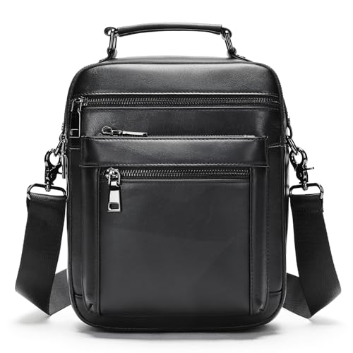 NIUCUNZH Genuine Leather Small Messenger Bag Vintage Leather Man Purse Handbag Crossbody Shoulder Bags for Men