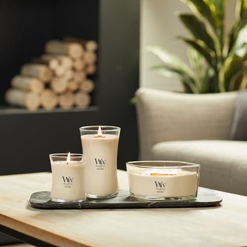 Image of WoodWick Vanilla Bean Holiday Candle Gifts for Women and Men, 16 oz Ellipse Candle with Crackling Wick (Pack of 2)