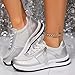 ZDLJLY Womens Platform Retro Sneakers Classic Trainers Fashion Footwear Tennis Running Chunky Lace-up Stylish Walking Shoes Silver