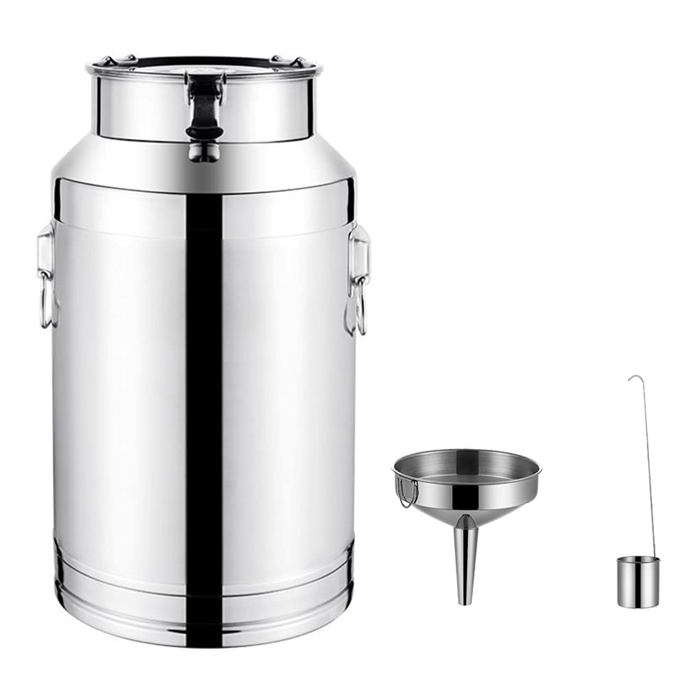 WOTZOV 304 Stainless Steel Sealed Barrel Transport Tank Heavy Duty Milk Can/Wine Pail Bucket, Easy To Open And Use,88L，64L(40X54cm)