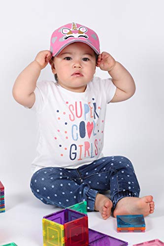 Awhale Girl’s Pink Unicorn Baseball Hat – Cotton Cap With Ponytail Opening For Ages 2-12 | One Size Adjustable Buckle #TOP3