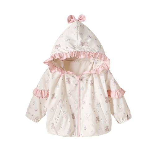 Girl's Coat with Spring and Autumn Lace Hooded Long Sleeved Windproof Princess Style Top