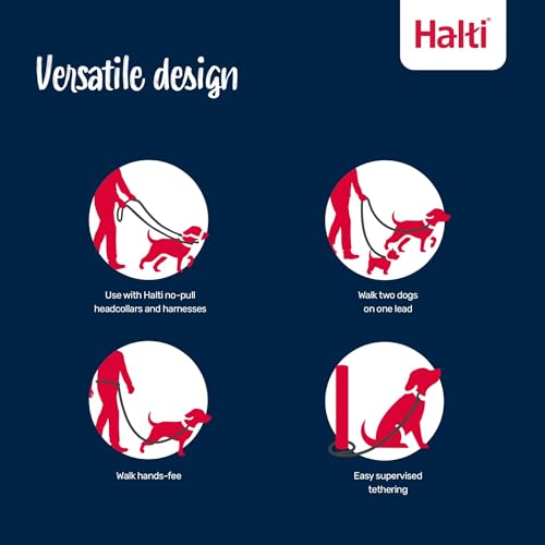 HALTI - Arnés antitirones tamaño mediano y correa de entrenamiento HALTI tamaño grande, paquete combinado negro - Evita que tu perro tire de la correa. Ajustable, ligero y fácil de usar. Adecuado para - imagen 5
