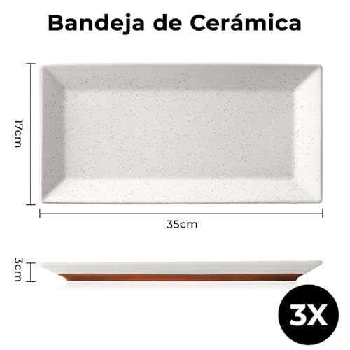 Miniatura 2 de Miamio - Juego De 3 Fuentes De Cerámica Platos Rectangulares Para Servir Con El Pavo De Acción De Gracias Y Navidad - Apto Para Microondas, Lavavajillas Y Horno - Colección Aura 34.5 X 17 Cm