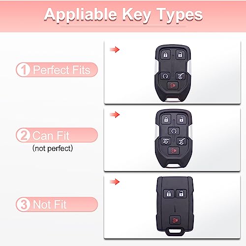 Image of Pangpai Pink Key Fob Cover for Chevy GMC, Soft TPU Key Case Protection with Bling Keychain Fit for Silverado GMC Sierra 1500 2500HD 3500HD Terrain Acadia 5 Buttons