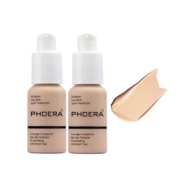 2-Pack-Phoera-FoundationDurable-waterproof-matte-foundation-matte-oil-control-concealer-foundation-cream-102-Nude-30ml 2 Pack PHOERA Foundation, Flawless Soft Matte 24HR Oil Control Full Coverage Foundation Makeup for Women.102 Nude-30ml
