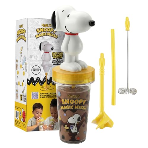 Snoopy Magic Mixer – Kids Make Their Own Chocolate Milk | Safe Bladeless Milk Mixer | BPA-Free Cup | Easy, Quiet | Official Snoopy Licensed