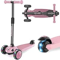 IMMEK 3-Wheel Scooter, Kids' Kick Scooter with Steering Lock, 4 Adjustable Height Levels, Detachable Design, for Boys and Girls Aged 2-8, Flashing LED Wheels, Max Weight Capacity 50 kg