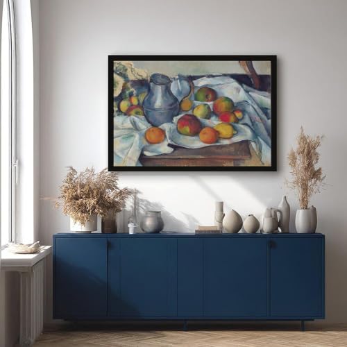 Toile Cézanne Kettle and Fruit impression haute définition avec cadre à suspendre