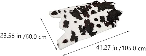 Miniatura 2 de Zerodeko 2 alfombras de vaca mullidas, alfombra de imitación de ciervo, alfombra de área de animales, alfombra de felpa con estampado de vaca,