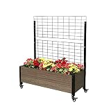Everbloom Raised Garden Bed with Wheels & Trellis Mobile Trough Composite Wood Planter Vertical Grow