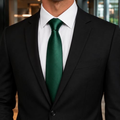 Image of WeiShang Lot 4 PCS Men's Ties Solid Color Neckties Formal Black Ties For Men