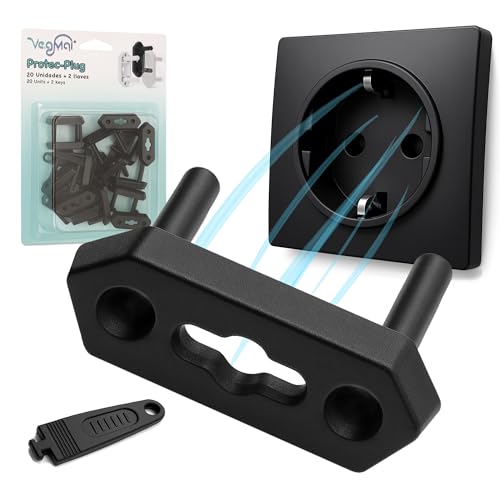 VegMai® Copriprese per Bambini – 20 Copri Prese Corrente Universali + 2 Chiavi | Tappi Prese Elettriche Bambini | Kit...