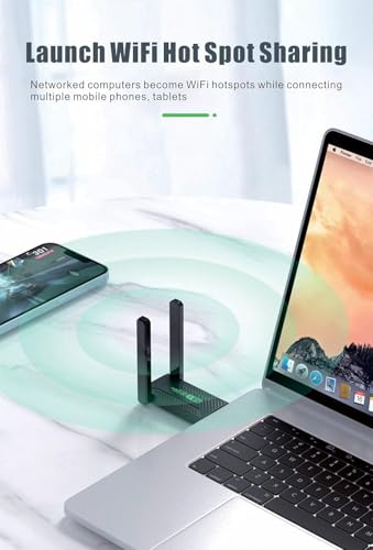 Image of Tobo USB WiFi Adapter,1300Mbps WiFi USB 3.0 Dual Band 5G /2.4G Wireless Network Adapter for Desktop Laptop PC, Dual 2dBi Antennas, Supports Windows 10 /8.1 /8 /7 /Vista. TD-1386WA, Black