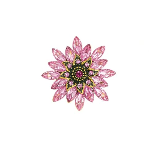 Image of Rhinestone Flower Brooch Pin for Women Red Black Purple Flower Broochs Pin Hat Christmas Brooch Jewelry
