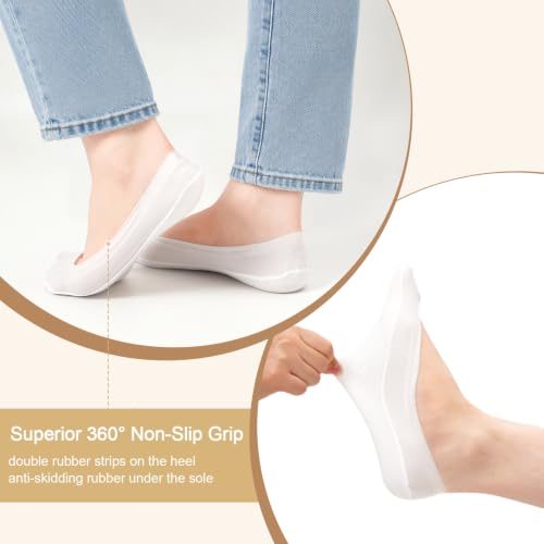 Image of No Show Socks Womens for Flat Ultra Low Cut Non Slip Footies 6 Pairs