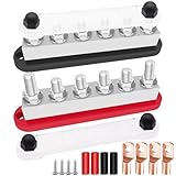 Aienxn 650A Marine Bus Bar Heavy Duty Power Distribution Block, Battery Busbar, Automotive Buss bar Terminal Block with 6X 3/8