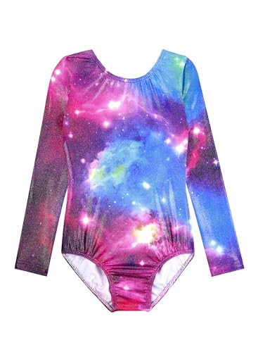 HOZIY Long Sleeve Leotards for Girls Gymnastics Kids Toddler Tumbling Outfits Floral Unicorn Galaxy Rainbow Stripe Pattern