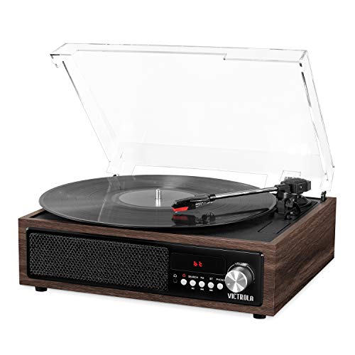 Image of Victrola 3-in-1 Bluetooth Record Player with Built in Speakers and 3-Speed Turntable, Espresso