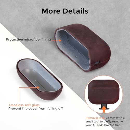 Image of for AirPods Pro 3 Case 2025, Handcrafted Crazy Horse Leather Cover | Top Grade Vintage Protective Case with Lanyard, Unique Patina, MagSafe Ready,Compatible with Apple AirPods Pro 3rd Generation