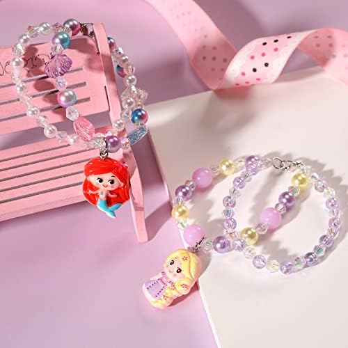 6 Sets Princess Beaded Bracelets for Girls, Princess