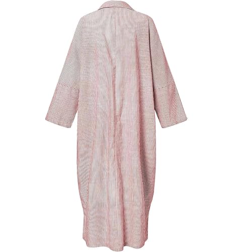 Image of ebossy Women's Oversized Boho Striped Shirt Dress Button Up Long Sleeve Flowy A Line Caftan Dress with Pockets