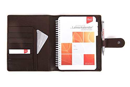 Via Monte Echtledermappe A5 für FLVG Lehrerkalender o. ä. in Braun
