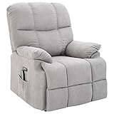 [page_title]-HOMCOM Massagesessel Aufstehhilfe Relaxsessel mit Wärmefunktion USB Fernbedienung Kurzplüsch Grau 94 x 96 x 104 cm