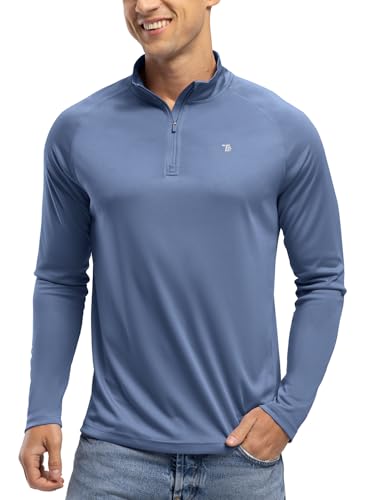 BGOWATU Men's Hiking Shirts Long Sleeve Sun Shirts UPF 50+ Quarter Zip Pullover Quick Dry Rash Guard3